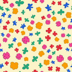 Seamless pattern with bright flowers. Colorful summer mood. Texture for print on fabric.