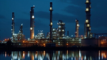 Fototapeta na wymiar Factory - oil and gas industry, Generative Ai