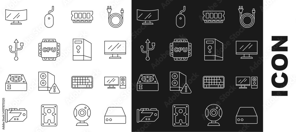 Poster set line server, data, web hosting, computer monitor, screen, ram, random access memory, processor w
