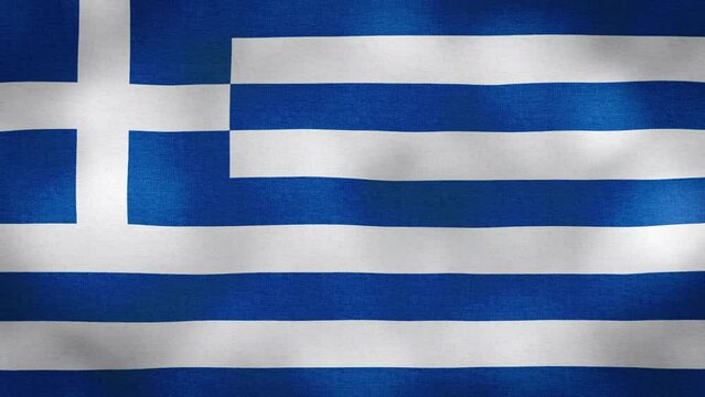 Waving Flag of Greece video background with vintage vignette overlay effect. Realistic Slow Motion
