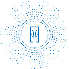 Blue line Wetsuit for scuba diving icon isolated on white background. Diving underwater equipment. Abstract circle random dots. Vector