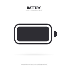 Flat mobile phone interface icon. Power, full battery symbol for mobile app, UI UX, operation system.