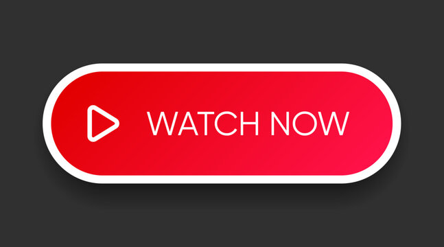 Watch now button. Play video button. Play icon. Watch video symbol for web site mobile app UI UX