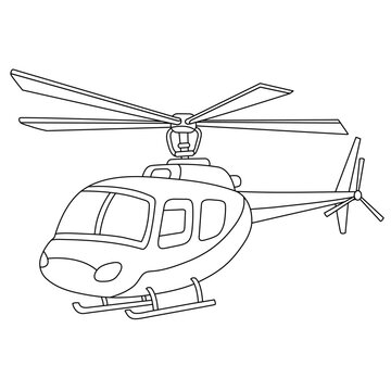 Cartoon helicopter coloring page. Military Helicopter outline illustration vector. Chopper isolated on white background. Copter drawing