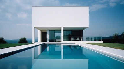 Fototapeta premium Modern villa. Illustration AI Generative.