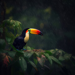 Toucan natural background. Illustration AI Generative.