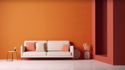 Fototapeta na wymiar Interior design with sofa. Illustration AI Generative