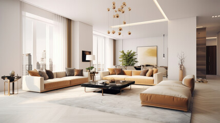 Interior design with sofa. Illustration AI Generative