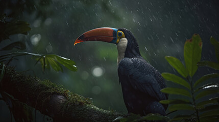 Fototapeta premium Toucan natural background. Illustration AI Generative.