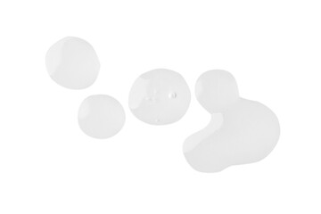 Swabs of transparent gel. Drops with gel bubbles. No background. PNG
