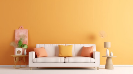 Interior design with sofa. Illustration AI Generative