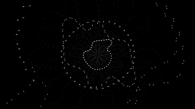 3D Stroke. Animated background of particles. Loop animation