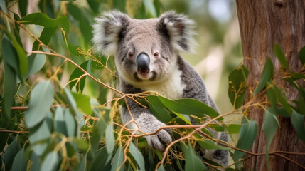 Obraz premium Koala natural background. Illustration AI Generative.