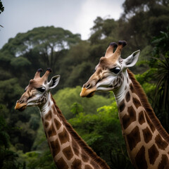 Two giraffes. Illustration AI Generative.