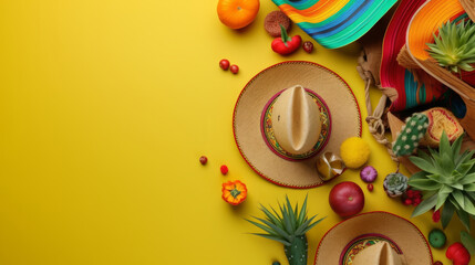 Mexican holiday background. Illustration AI Generative.