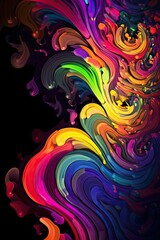 Magic Mushroom Hallucinogen Artwork - Iridescent Rainbow Swirls & Vibrant Abstract Patterns, Generative AI