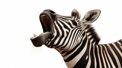 Funny Zebra on white background. Illustration AI Generative.