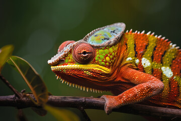 Chameleon in nature. Illustration AI Generative