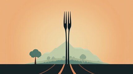 Fork in the road metaphor. Concept for The Art of Decision-Making. Generative AI.