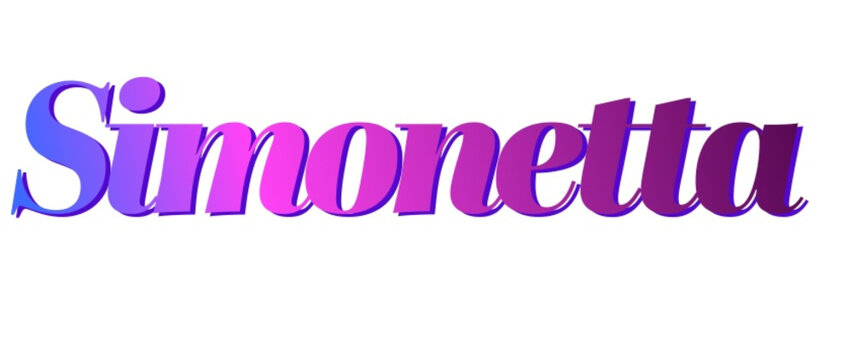 Simonetta - pink and blue color - female name - ideal for websites, emails, presentations, greetings, banners, cards, books, t-shirt, sweatshirt, prints

