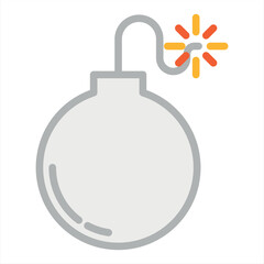 bomb with colorful burning wick on a white background