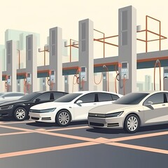 Fototapeta na wymiar Charging an electric vehicle. generative AI