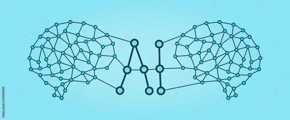 Poster hand drawn artificial intelligence backdrop. ai banner.