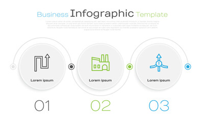 Set line Arrow, Factory and . Business infographic template. Vector