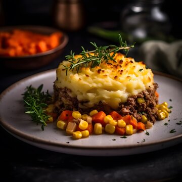 A hearty and flavorful shepherd's pie with mashed potatoes