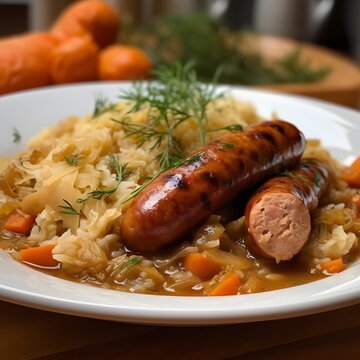 Sauerkraut Sausage Dish Made with Panasonic Lumix G9 Camera
