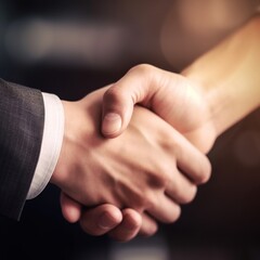 Handshake and teamwork between two corporate and professional business colleagues or coworkers' hands. and succeed. generative AI
