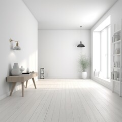 Fototapeta premium empty room with windows. generative ai