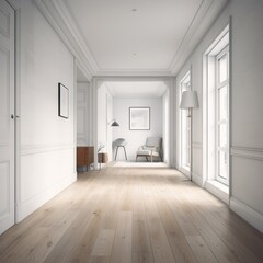 empty room with windows. generative ai