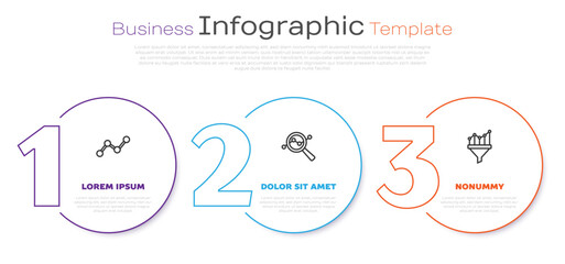 Set line Graph chart infographic, Search data analysis and Sales funnel with. Business infographic template. Vector