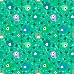 Cartoon summer animals seamless fish pattern for fabrics and kids clothes print and linens and wrapping paper