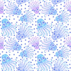 Cartoon ocean animals seamless jellyfish pattern for fabrics and wrapping paper and linens and kids clothes print