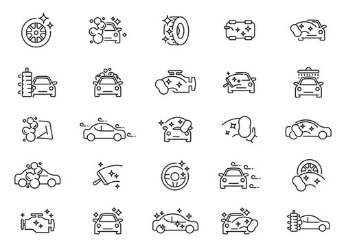 Car Wash icon designs vector set. Automotive cleaning service icons. Car wash vector icons. Carwash icons