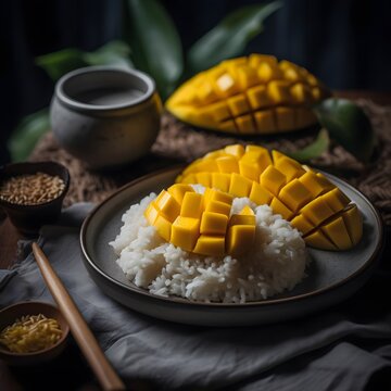 A photo of mango sticky rice
