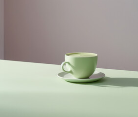 Cup of matcha latte. AI generated image.