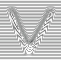 letter alphabet illusion with lines waves
