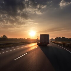 Lorry driving on motorway. generative AI