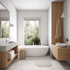Fototapeta na wymiar bathroom with bathtub. generative ai