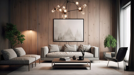 Modern interior design of living room. Generative AI