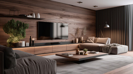 Modern interior design of living room. Generative AI