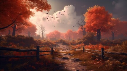 Autumn wallpaper created with generative AI technology