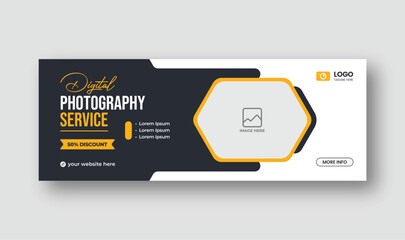 Digital photography services Facebook cover or horizontal web banner template
