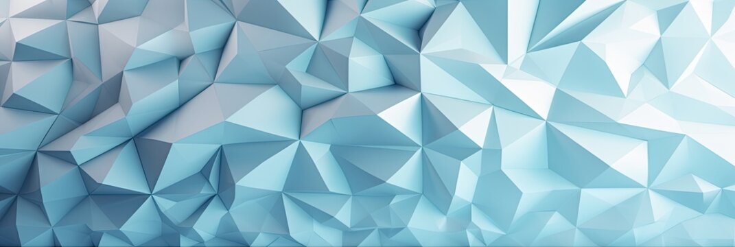 Abstract blue and white background with cubes, triangles, and shapes. Textured geometric 3d wallpaper.