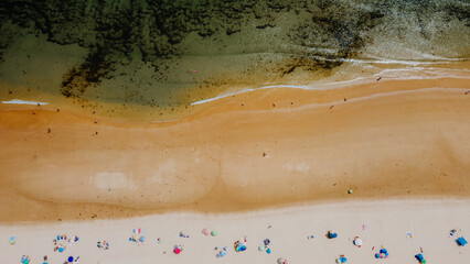 Aerial view Altura Beach shore landscape, emerald colored water