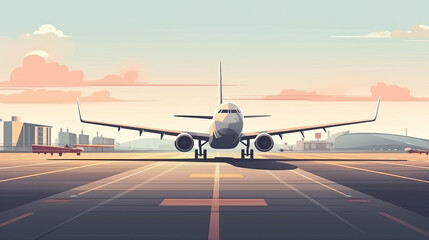 illustration of a passenger plane on the tarmac. Generative AI