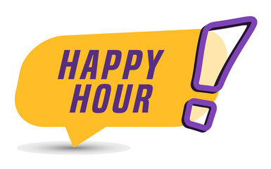 Colorful vector flat design banner happy hour. This sign is well adapted for web design.